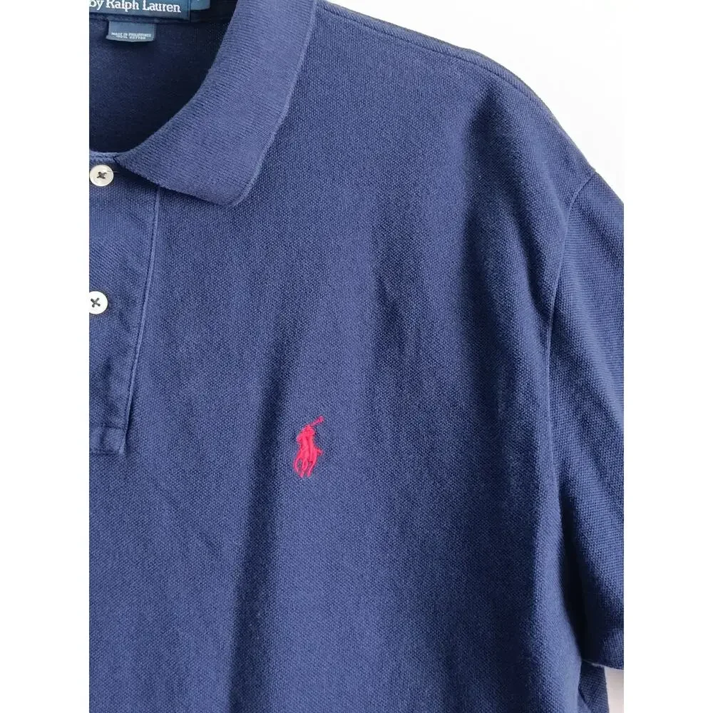 Vintage Polo Ralph Lauren Polo T Shirt Rugby Blue 90s Men’s L Size Red Pony